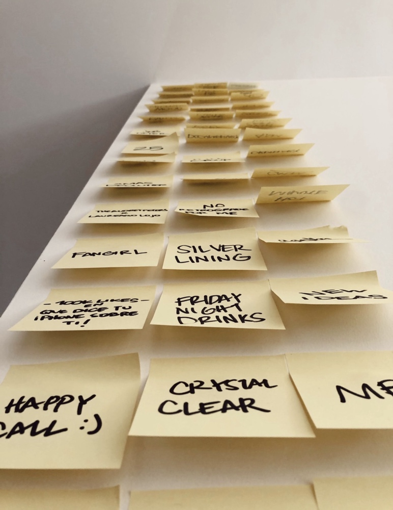 the original post-its on a desk